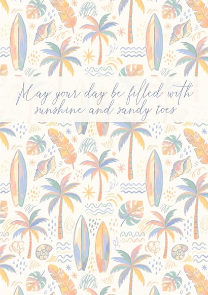 A beach themed card for multiple occasions created by delicate brush