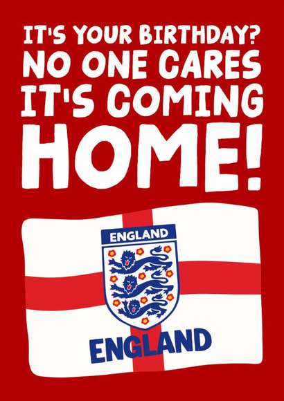 Funny Birthday Card - England Flag - World Cup - it's Coming Home created by Studio Doodles