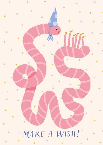 Cute Birthday Card - Worm - Make A Wish! created by Kitty Strand