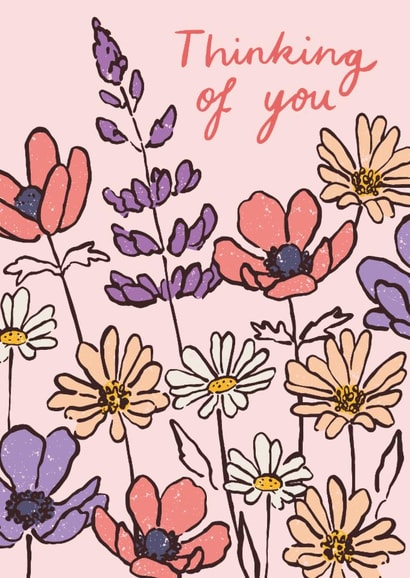 Pretty Sympathy/Thinking Of You Card - Pretty Flowers - Thinking Of You created by Embletree Designs