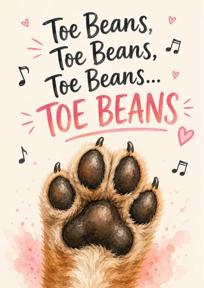 Toe Beans Funny Dog Lover Card Inspired by a Paw-some Musical Favourite created by Bethany Brown
