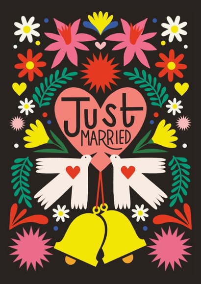 Just Married | Cute Wedding Card created by AbiGoLucky
