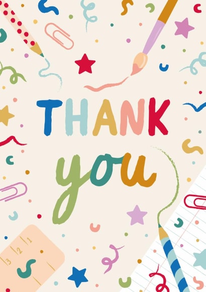 Cute and Colourful Thank You Card - For teacher, tutor or teaching assistant created by The Pattern Press