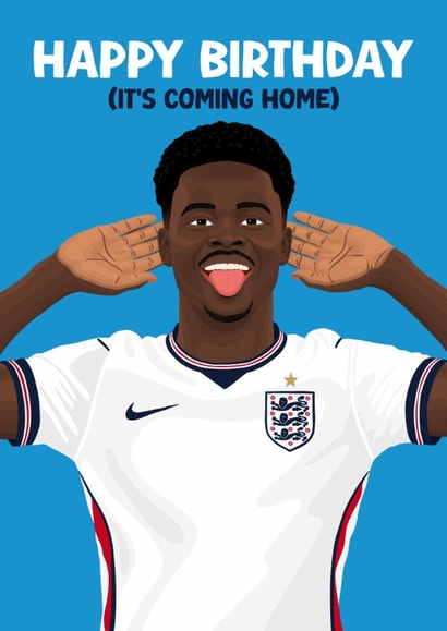Fun Birthday Card - England World Cup 2026 - Bukayo Saka created by Pink Peach Cards