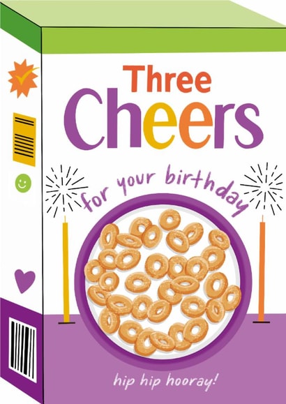 Classic Birthday Card - Three Cheers Cereal created by Ricicle Cards