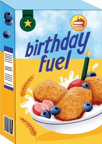 Fun Birthday Card - Wheat Biscuit Cereal - Birthday Fuel created by Ricicle Cards