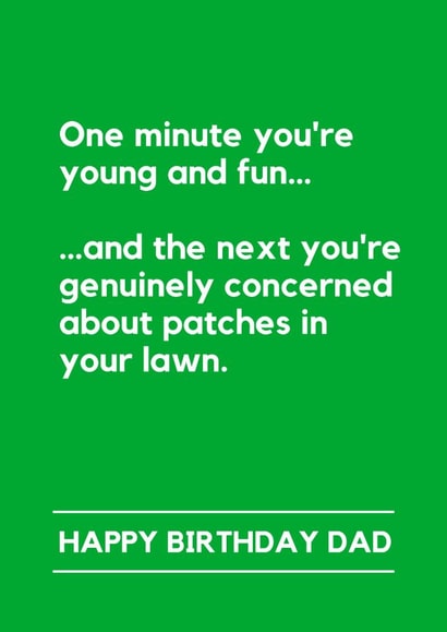 Funny Birthday Card - For Dad - Concerned About Patches In The Lawn created by Lemonade Insight
