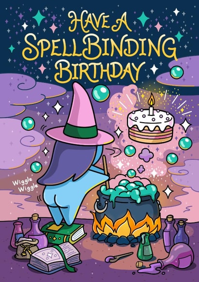 Funny Birthday Card - For Her - Cheeky Witch and Magic Cake created by Cheeky Legends