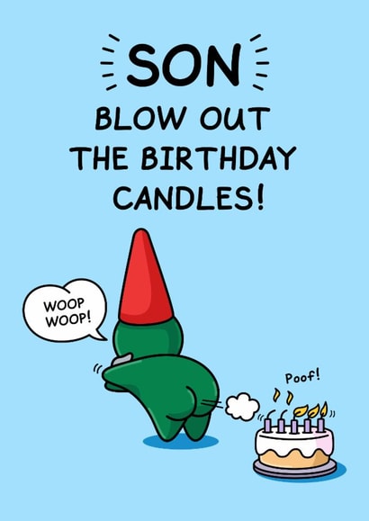 Funny Birthday Card for Son - Blowing Out the Birthday Candles created by Cheeky Legends