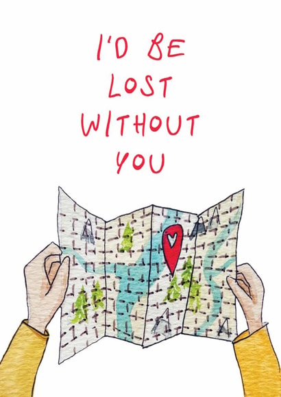 Classic Anniversary Card — Lost Without You — Map created by Alice Smith