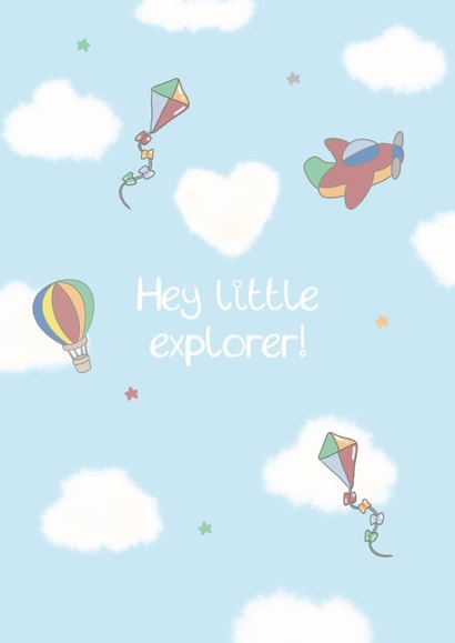 Cute New Baby Card - Toys New Baby Card - Little Explorer - Baby Balloon created by Bumbleberry Park