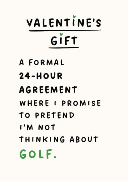 Funny Golf Valentine's Day Card - Sarcastic Husband or Boyfriend Card for Her created by Silly Billy