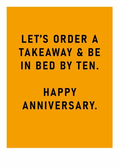 Funny Anniversary Card - A Takeaway And Bed By Ten created by Ohh Deer