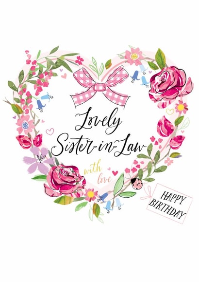 Traditional Birthday Card - For Sister In Law - Floral Heart created by Katie Phythian Design