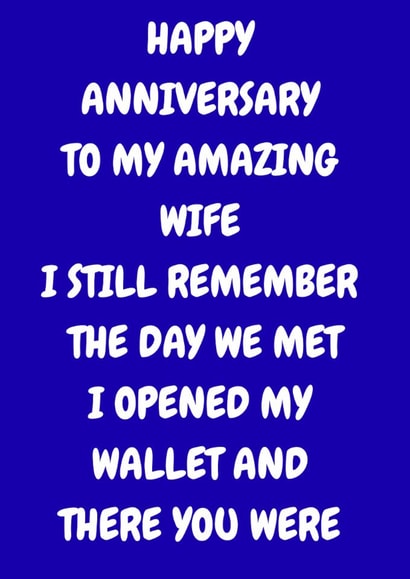 Funny Anniversary Card for Wife – I Opened My Wallet and There You Were created by The Awkward Card Company 