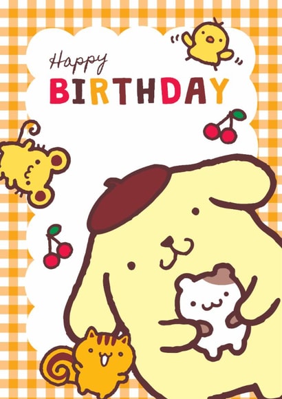 Pompompurin Sanrio Birthday Card – Cute Kids Birthday Card – Hello Kitty & Friends created by Danilo