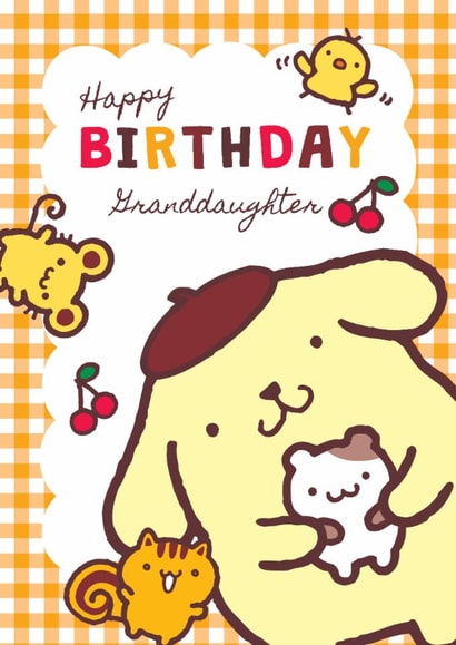 Pompompurin Sanrio Birthday Card – For Granddaughter – Cute Kids Birthday Card – Hello Kitty & Friends created by Danilo