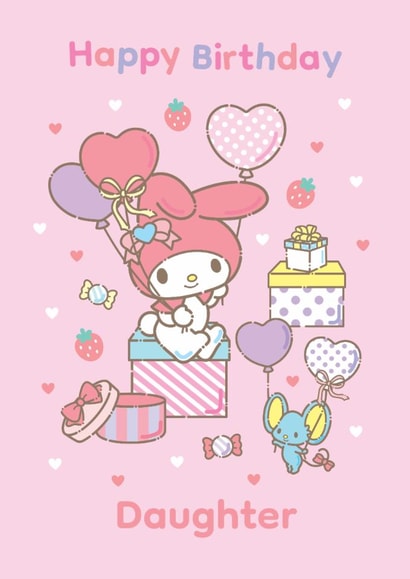 My Melody Sanrio Birthday Card – For Daughter – Cute Pink Birthday Card – Hello Kitty & Friends created by Danilo