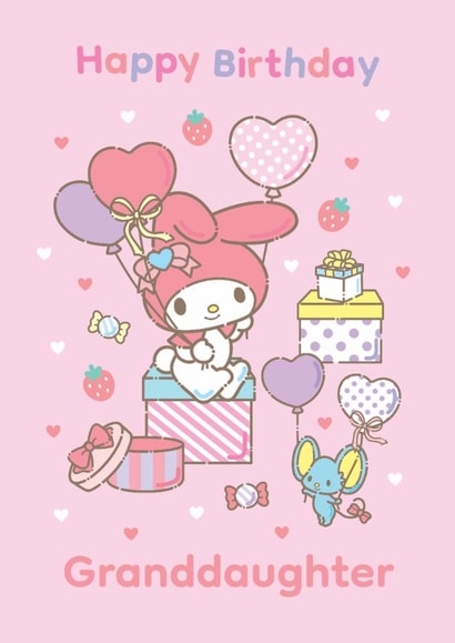 My Melody Sanrio Birthday Card – For Granddaughter – Cute Pink Birthday Card – Hello Kitty & Friends created by Danilo