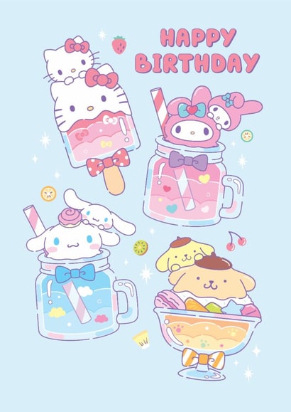 Sanrio Happy Birthday Card – Hello Kitty My Melody Cinnamoroll Pompompurin – Cute Birthday Card created by Danilo