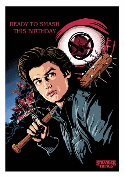 Stranger Things Birthday Card – Ready to Smash This Birthday – Steve Harrington Birthday Card created by Danilo