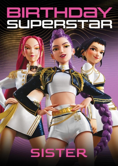 K-Pop Demon Hunters Birthday Card – Birthday Superstar – Fun Birthday Card for Sister created by Danilo