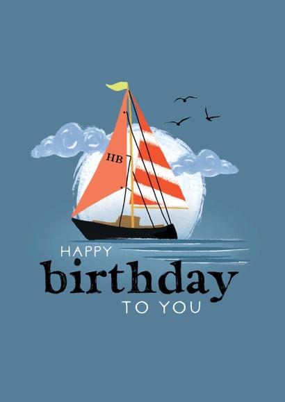 Birthday Card for Him or Her – Classic Sailboat Adventure Design created by Rosanna Rossi