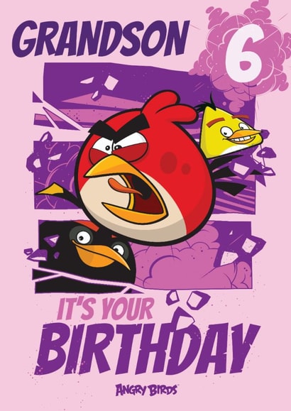Cute Angry Birds Birthday Card – For Grandson – Happy 6th Birthday created by Danilo