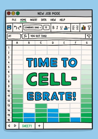 Funny New Job Card - Excel Spreadsheet created by TeePee Creations