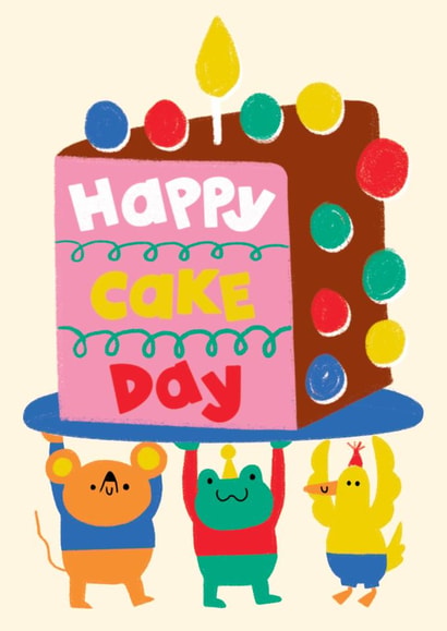 Cute Birthday Card - Party Animals - Happy Cake Day created by Studio Boketto