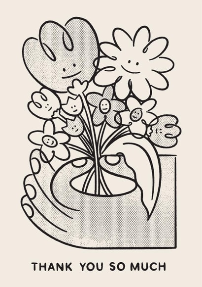 Arty Thank You Card - Smiley Picked Flowers created by Studio Boketto