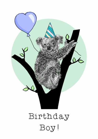 Cute Koala Birthday Card for Him created by Beth Higgins Art