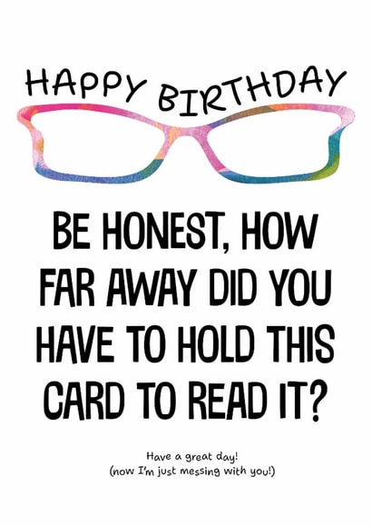 Funny Birthday Card - Glasses - Eyesight created by size3art