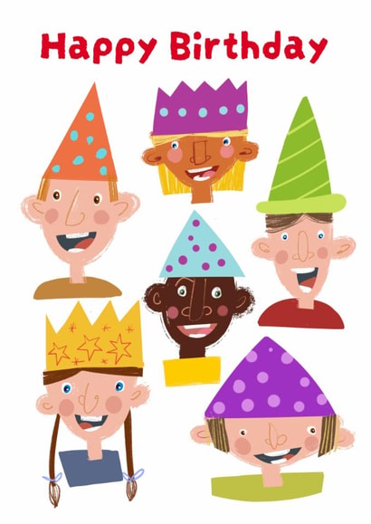 Cute Birthday Card - Kids - Party Hats created by Hinkypunk Illustration