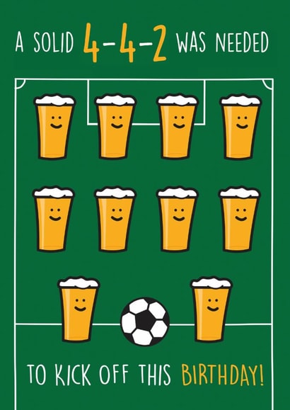 funny Football 4-4-2 birthday card created by Get Carter Cards