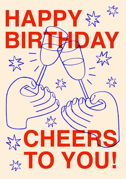 Arty Birthday Card - Cheers To You! - Glasses created by Rosie Delilah Foden