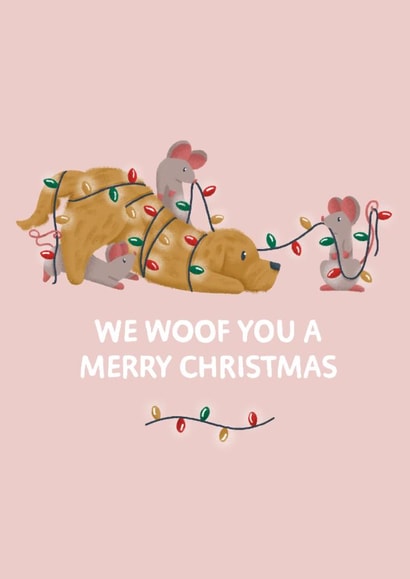 Dog Christmas card • We woof you a Merry Christmas • Doodle / Cockapoo / Cavapoo created by Woof by Hollie