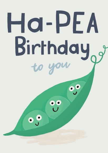 Cute Birthday Card - Ha-Pea Birthday To You - Peas created by Lisa Greener