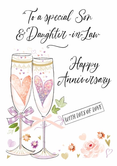 Traditional Anniversary Card - For Son And Daughter In Law - Champagne created by Katie Phythian Design