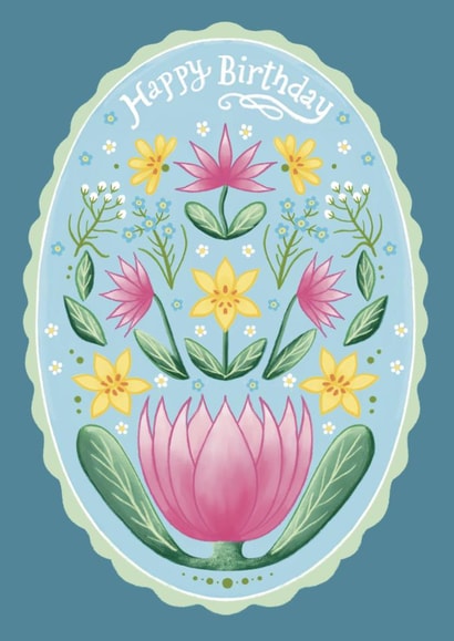 Folk Art Waterlily birthday card created by Watercolour Sky