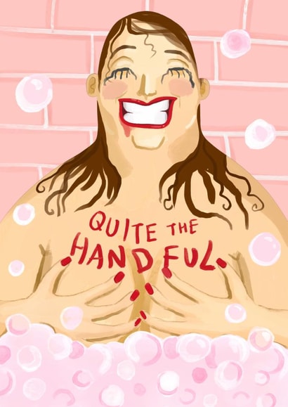Funny Birthday Card - Quite The Handful - For Her - Boobs created by Running with Scissors