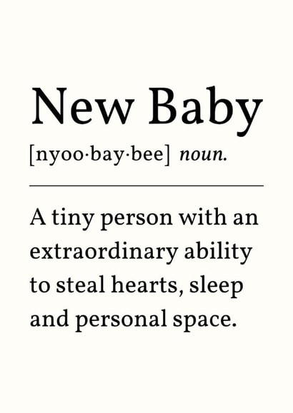 Funny New Baby Card - Fake Dictionary - A Tiny Person created by Sundiva Designs