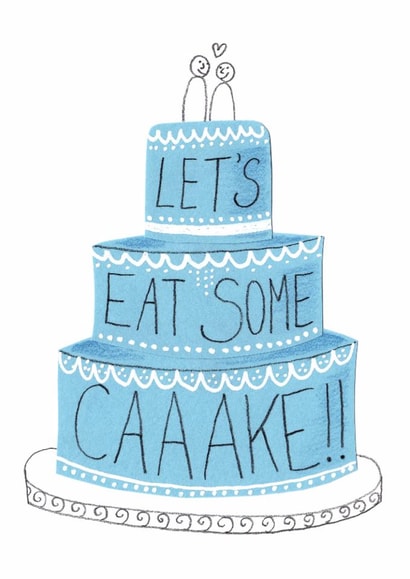 Cute Wedding Card - Let's Eat Some Caaake! created by The Curious Pancake