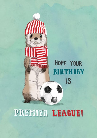 Cute Birthday Card - Premier League Football Ferret created by Pencilface
