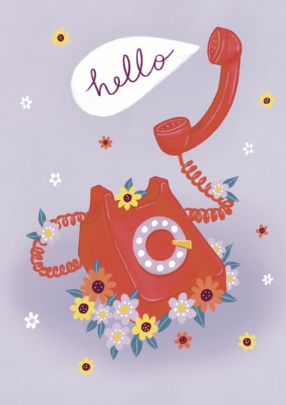 Cute retro telephone card to say hello in style created by Watercolour Sky