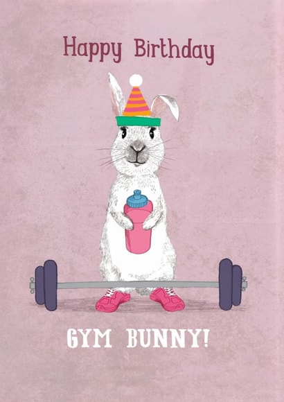 Cute Birthday Card - Gym Bunny created by Pencilface