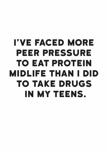 Funny Birthday Card - Protein Pressue created by Redback Cards