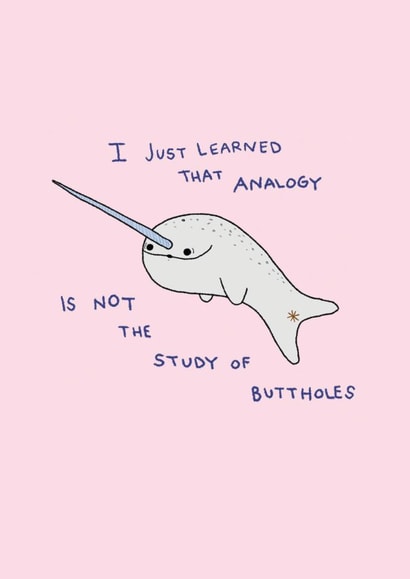 Funny Just Because Card - Narwhal - Study Of Buttholes created by Redback Cards