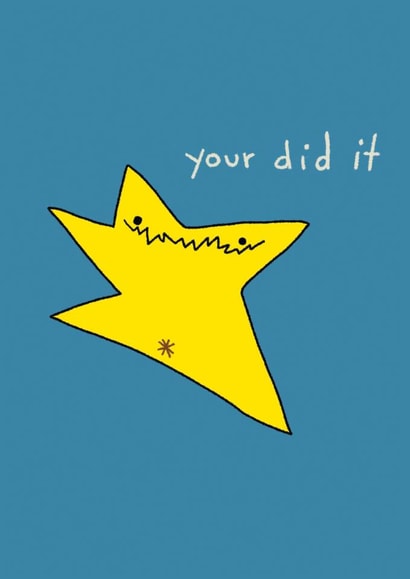 Cute Congratulations Card - Your Did It - Wonky Star created by Redback Cards
