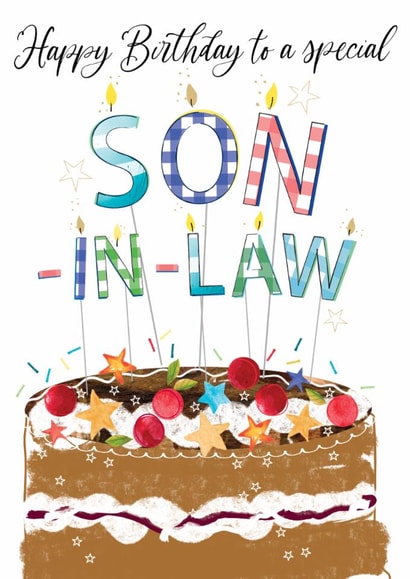 Traditional Birthday Card - For Son In Law - Cake created by Katie Phythian Design